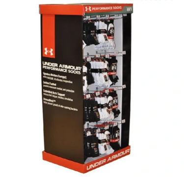 Promotional food cardboard display stand attracts design paper corrugated custom biscuit floor display cabinet 1
