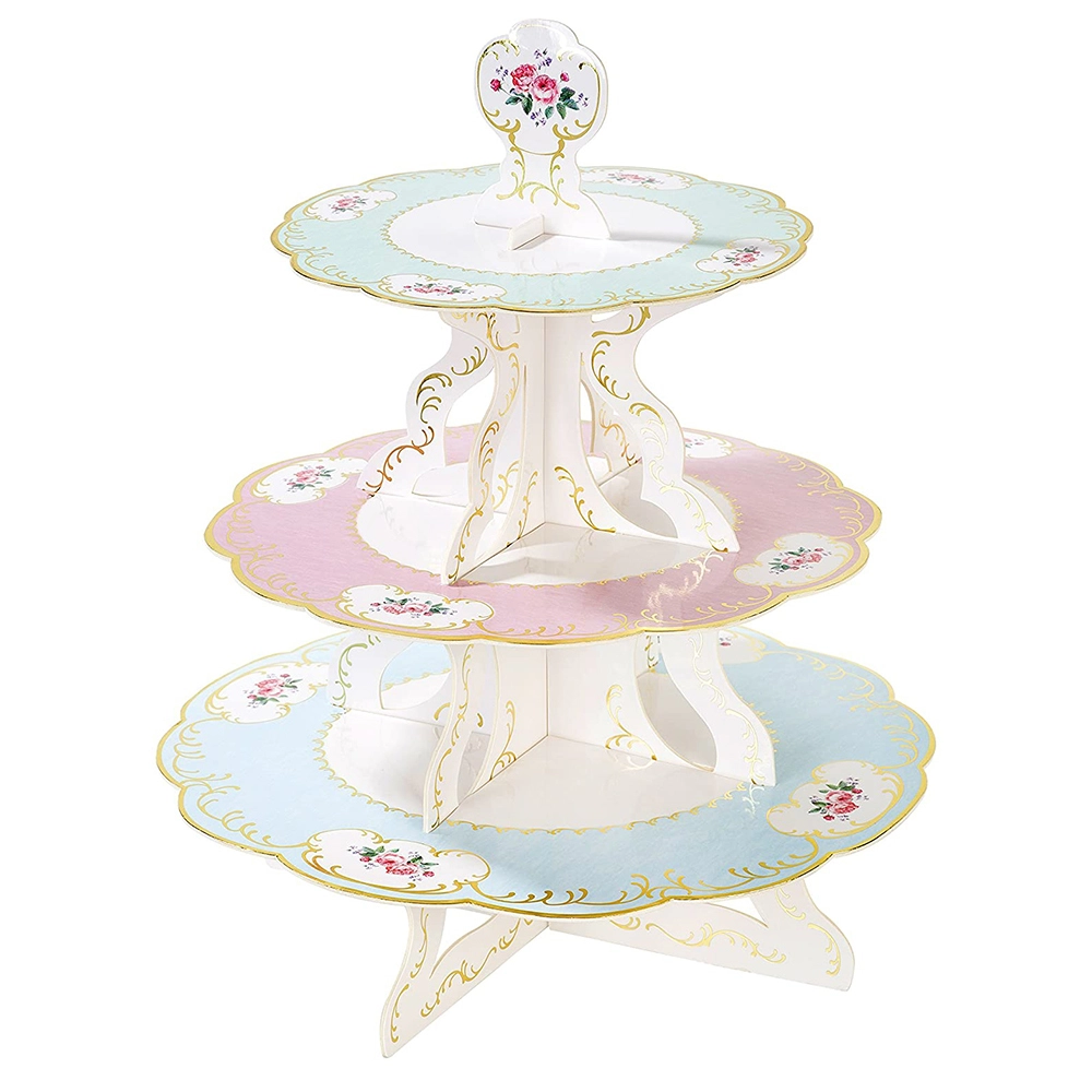 Round cardboard material 3-layer cake dessert display stand 1