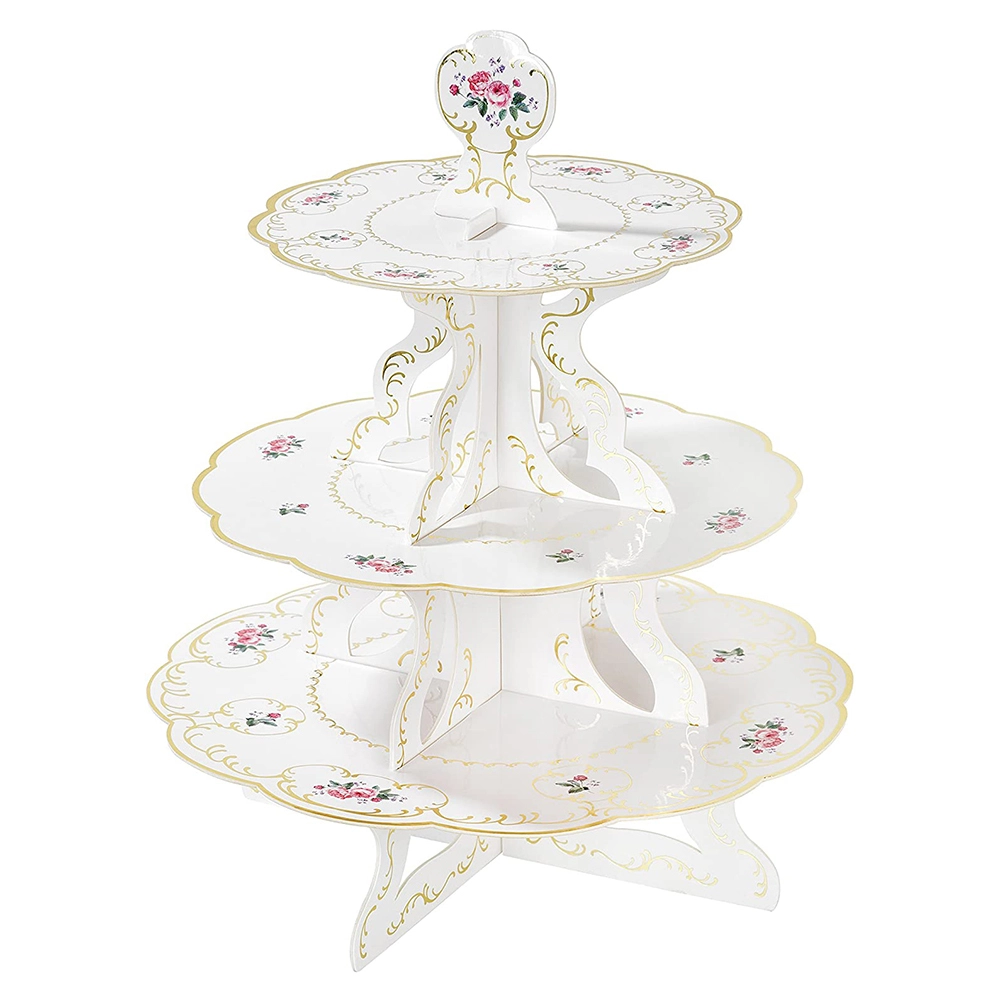 Factory custom DIY round display stand three-layer hard cardboard cake stand 1
