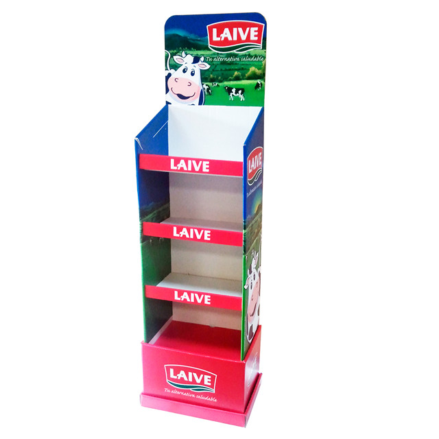 Easy assembly Cardboard display stand Shelf display for milk coffee 8