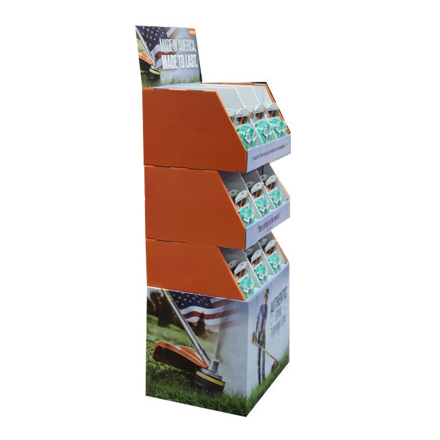 Dump Bin Display Gegolfd kartonnen vrijstaande vrijstaand zwarte winkelsbin-display 14