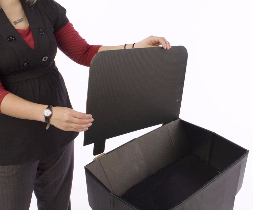 Dump Bin Display Gegolfd kartonnen vrijstaande vrijstaand zwarte winkelsbin-display 8