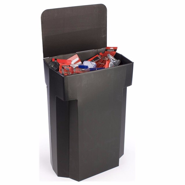 Dump Bin Display Gegolfd kartonnen vrijstaande vrijstaand zwarte winkelsbin-display 4