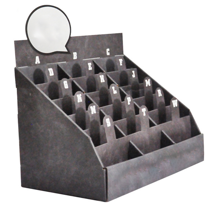 Aangepaste supermarkt Promotionele karton Golde display rack kartonnen vitrine Case Paper Floor Display Stand 26