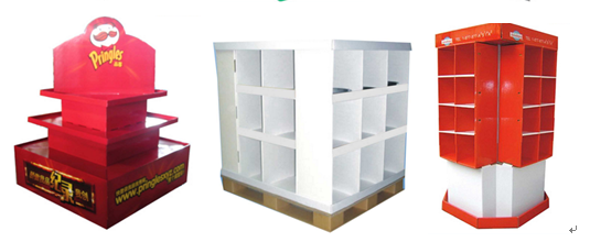 Beverage and food cardboard tray display stand, candy food display stand, colorful candy tray display 4