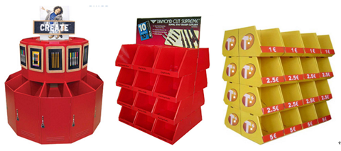 Beverage and food cardboard tray display stand, candy food display stand, colorful candy tray display 6