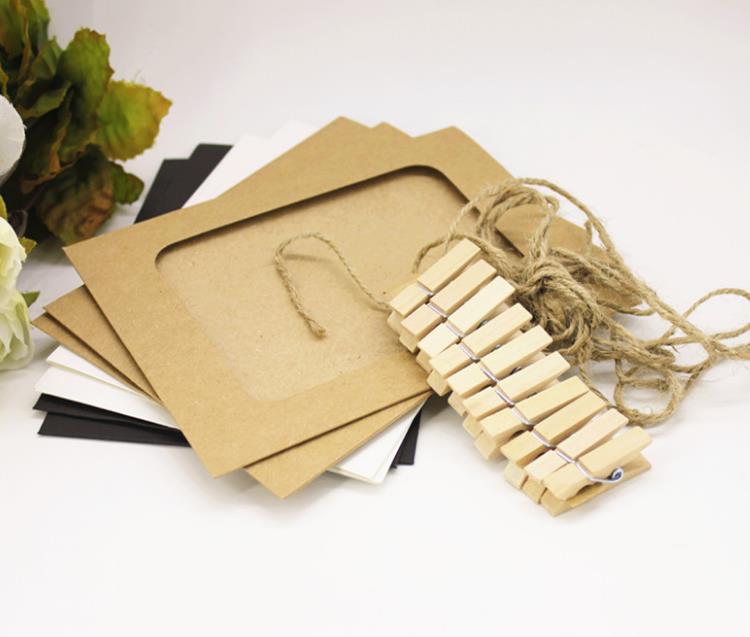 Photo frame paper Photo frame kraft paper Photo frame with wood clips 7