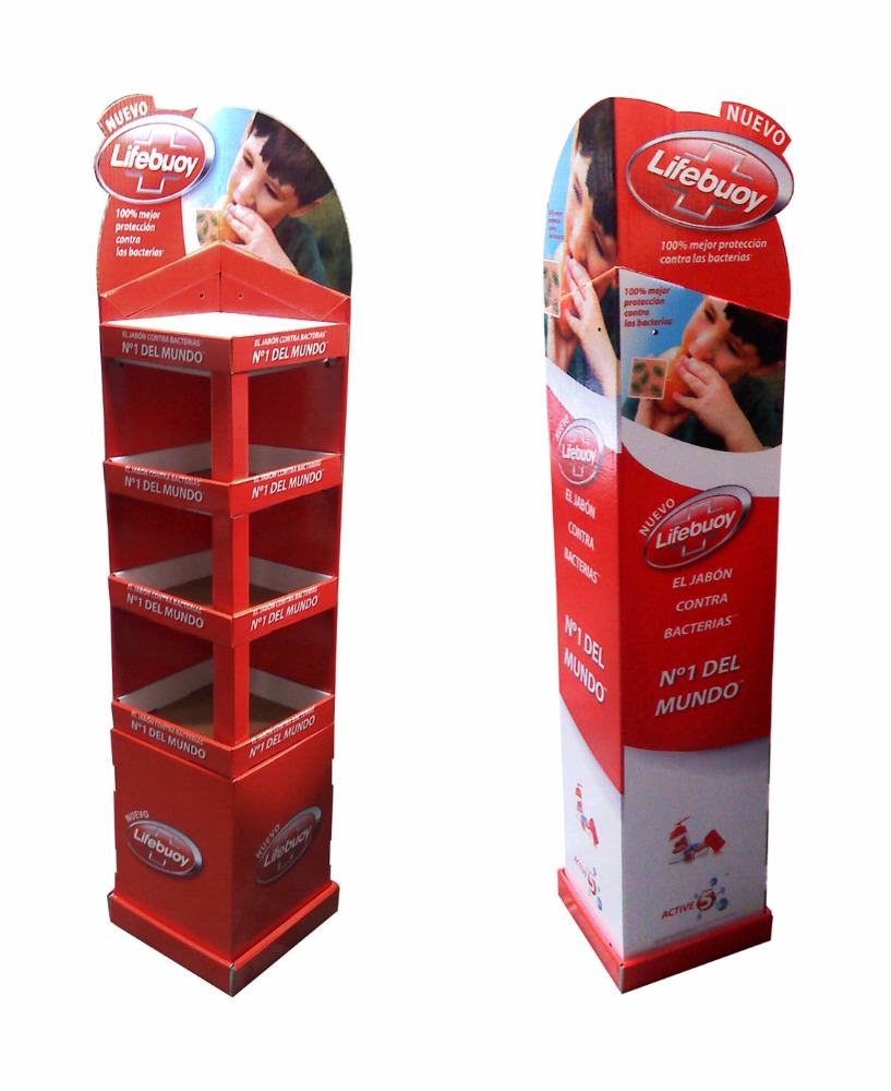 Customized Retail Store Paper Display Stand Promotion Free Standing Floor Corrugated Paper Display Rack Cardboard Display 9