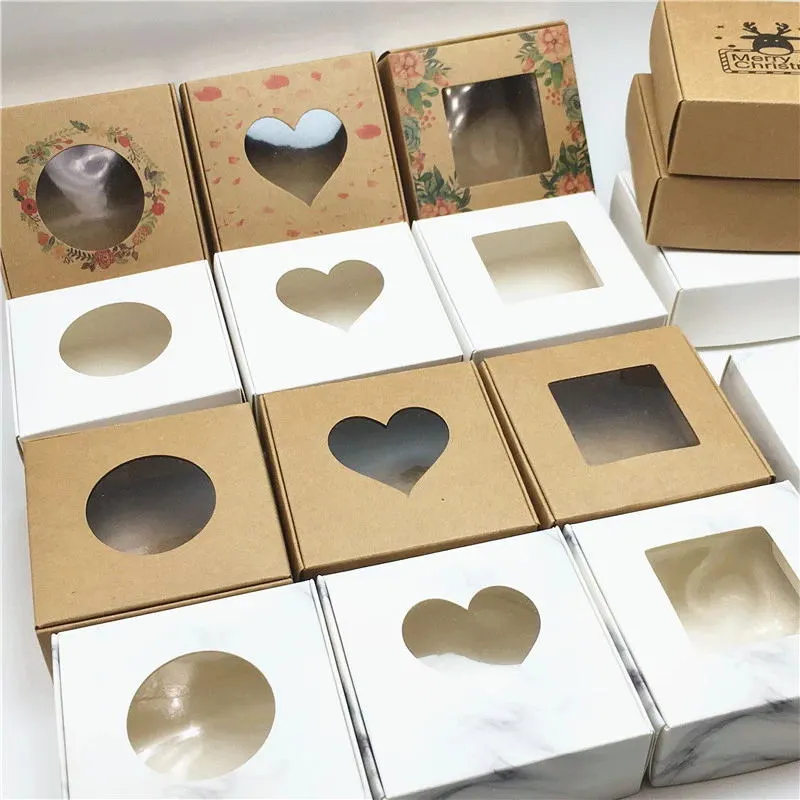 Disposable Kraft Paper Box With Separate Window Lid For Salad with transparent Window 1