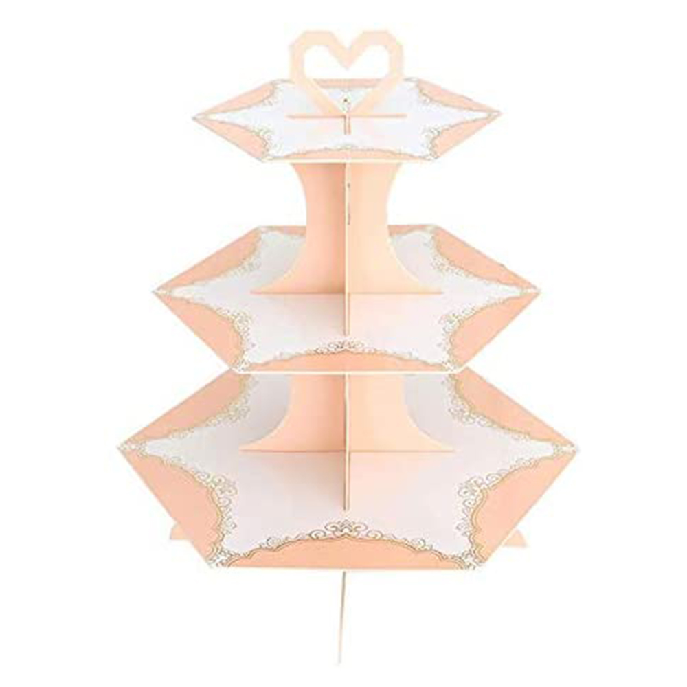 Factory Aangepast wegwerpbaar 3-laags papier Cake Stand Afternoon Tea Wedding Banket Banket Bord Telare Candy Tray Dinner display 8