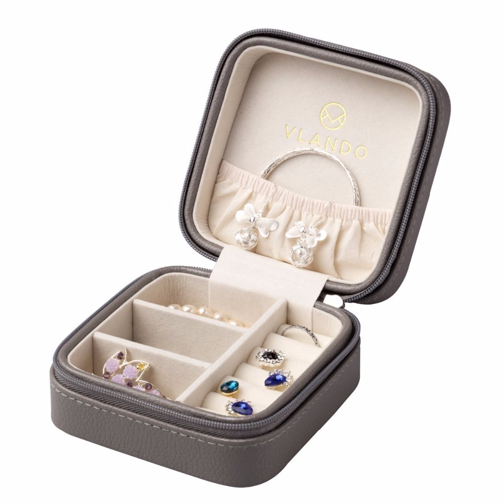 jewelry packaging box Leather Travel Jewelry Box Organizer Display Storage Case for Rings Earrings Necklace 9