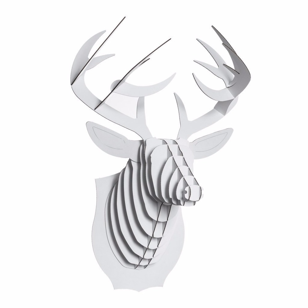 Gerecycled kartonnen dieren taxidermie herten trofee hoofd ratel kerstdecoratie 11
