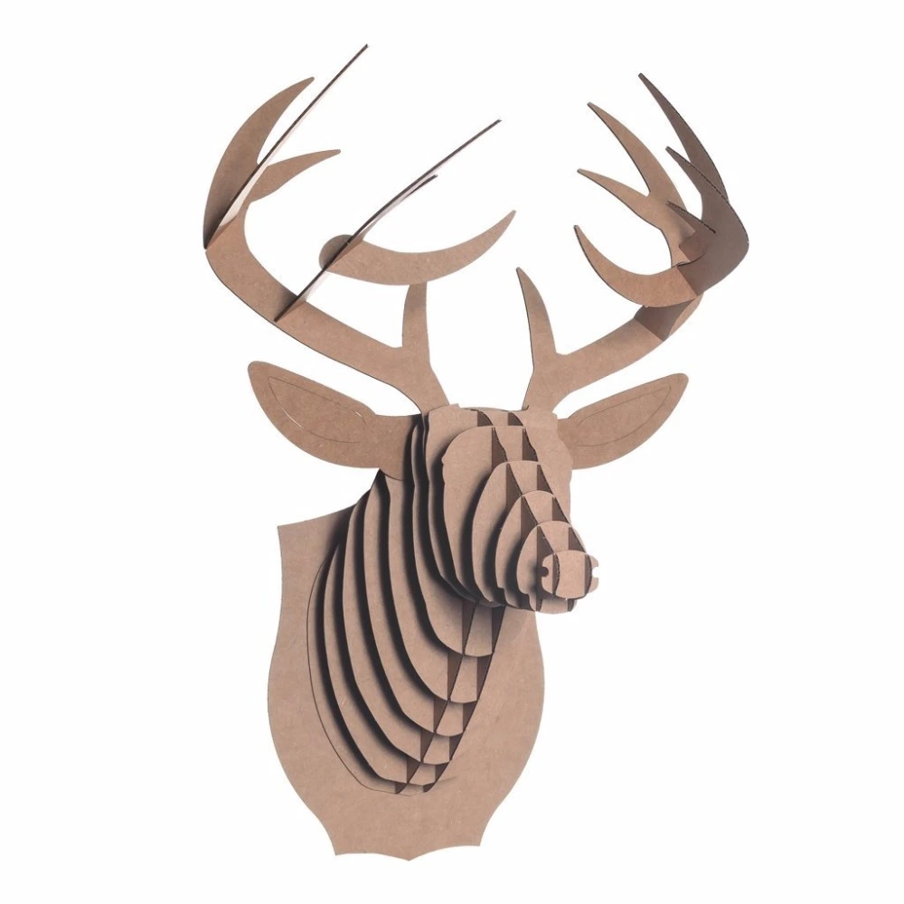 Recycled Cardboard Animal Taxidermy Deer Trophy Head ratchet Christmas decoration 1