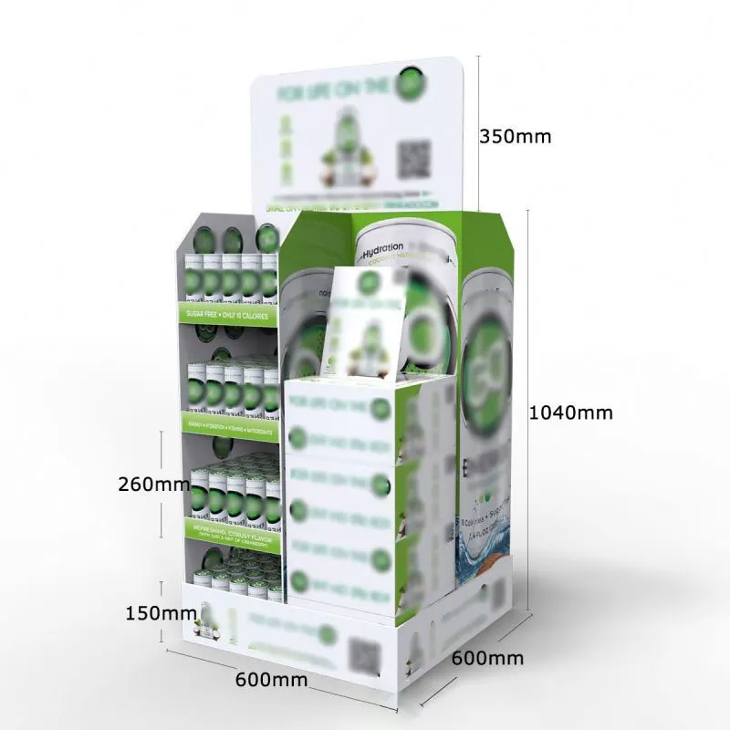 Factory Custom Durable Cardboard supermarket vegetable food Floor Display Stand boutique display rack 1