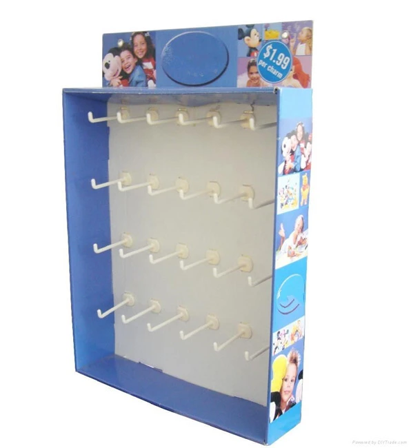 China customized POP corrugated box with hook bracket store floor pegboard cardboard display rack shelf 1