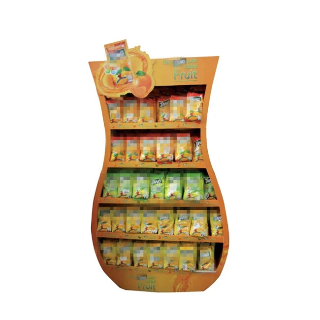 Custom printed dairy product display rack corrugated cardboard shelf juice beverage supermarket display rack 1