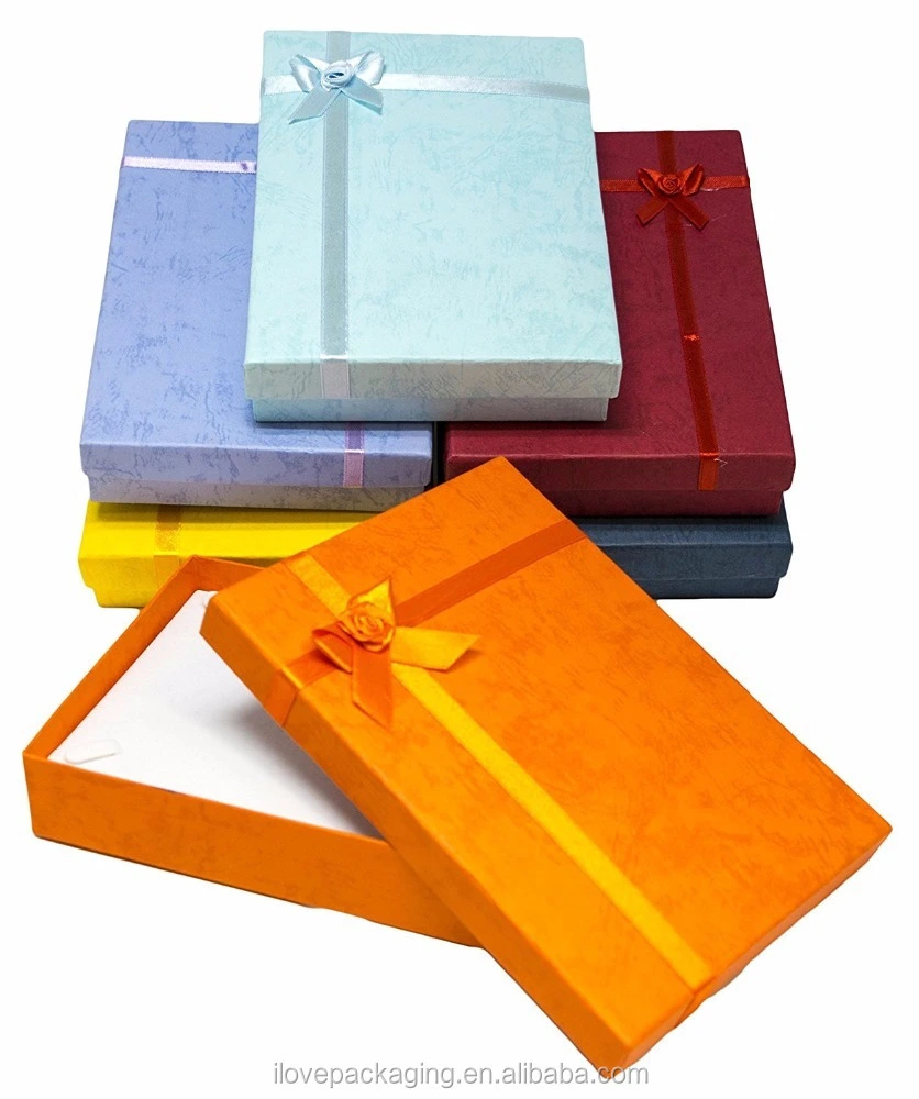 paper gift box Cardboard Jewelry Necklace Gift Boxes With Rosebug Bows 1