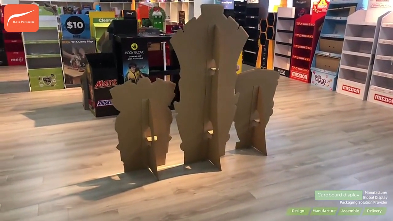 Bron Factory Custom Gegolfde kartonnen kartonnen standee voor winddisplay, gratis monsters gratis ontwerp 5