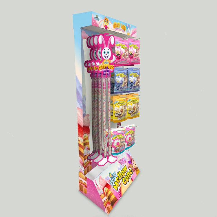 Ik ben dol op verpakking op maat Candy snack eten kartonnen vloerweergave met haak 5