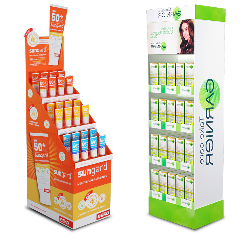 Ik ben dol op het verpakken van aangepaste kartonnen vloerdisplay voor speelgoedvoedsel elektronische cosmetica 5
