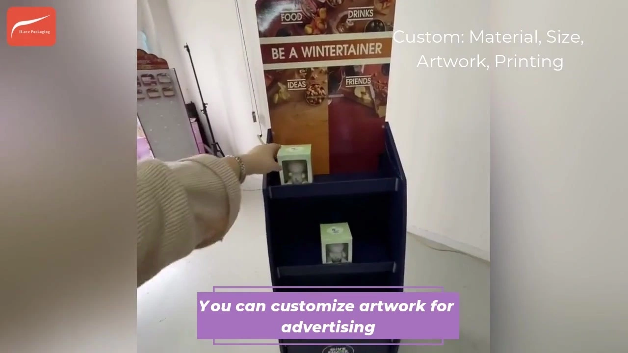 I Love Packaging Custom Shelves Floor Display for Food and Drinks 1