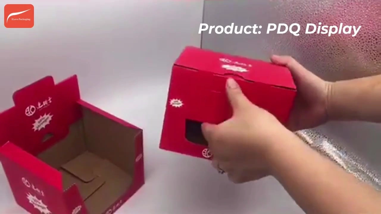 I Love Packaging Custom Counter PDQ Packing Box Corrugated Displays Factory 1
