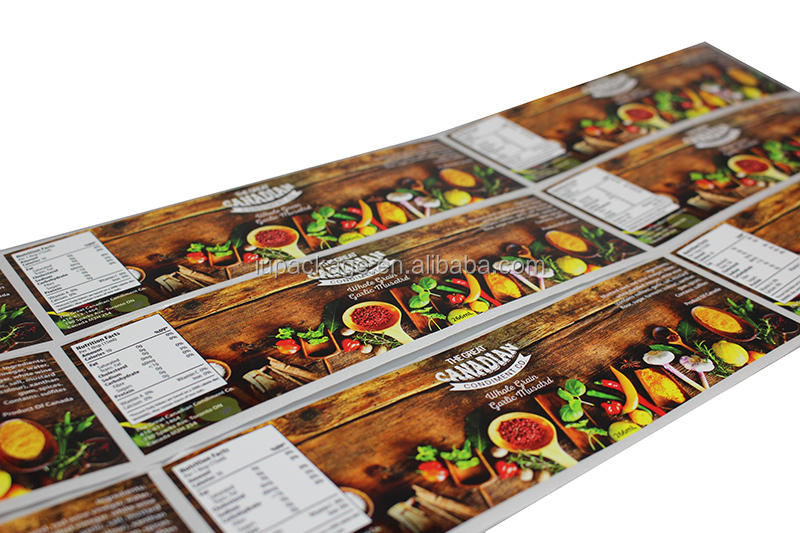 Aangepaste afdruk waterdichte lijm voedselpakket label sticker 5