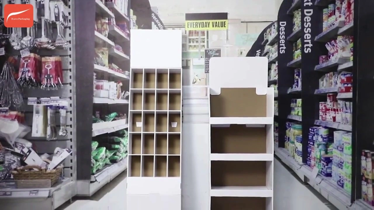 I LOVE PACKAGING Supermarket Display Stands for Food Potato Chips Coffee Bean Chocolate Custom Retail Cardboard Floor 1
