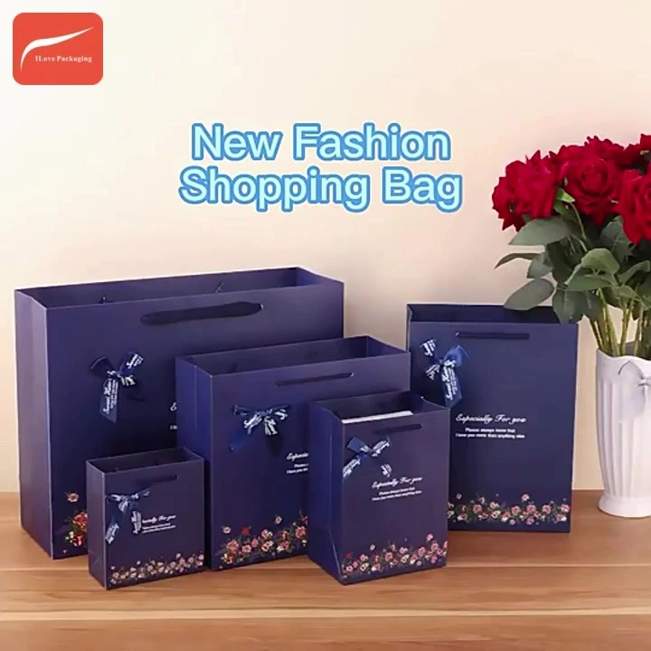 I LOVE PACKAGING Customized Fashion Bow Cardboard Gift Paper Bag With Handle Luxury Butterfly Shopping Bags For Business 1