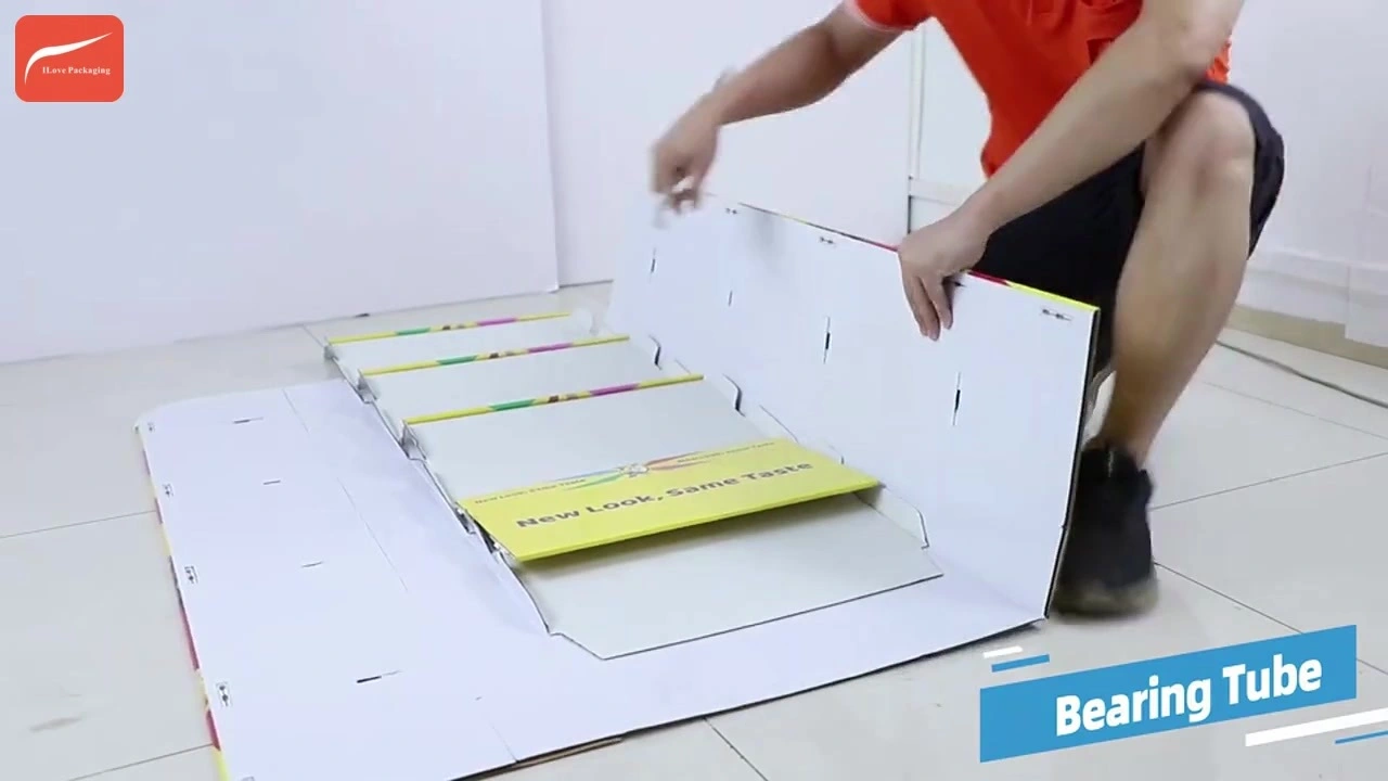 I LOVE PACKAGING Cheaper Promotion Merchandise Products Cardboard Floor Display Stand Paper Shelf Rack Unit For Beverage 1