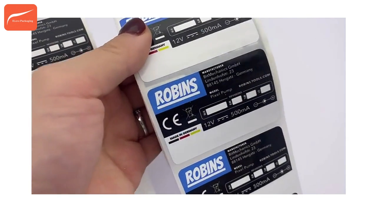 Ik ben dol op verpakking op maat gemaakte elektronische productlabel lijmstickers 4