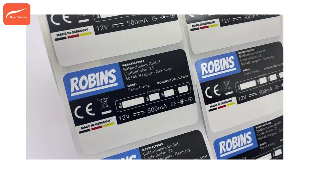 Ik ben dol op verpakking op maat gemaakte elektronische productlabel lijmstickers 3