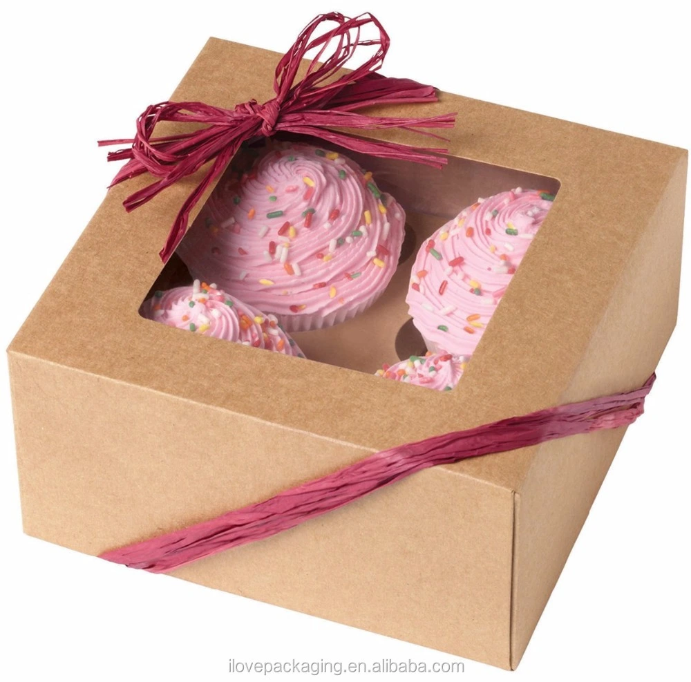 cake box Kraft 4 Cavity Cupcake Boxes color cupcake box 1