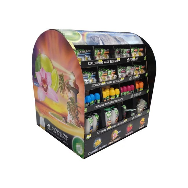 Supermarket custom cardboard floor display stand/paper making retail supermarket food advertising cardboard display stand 3
