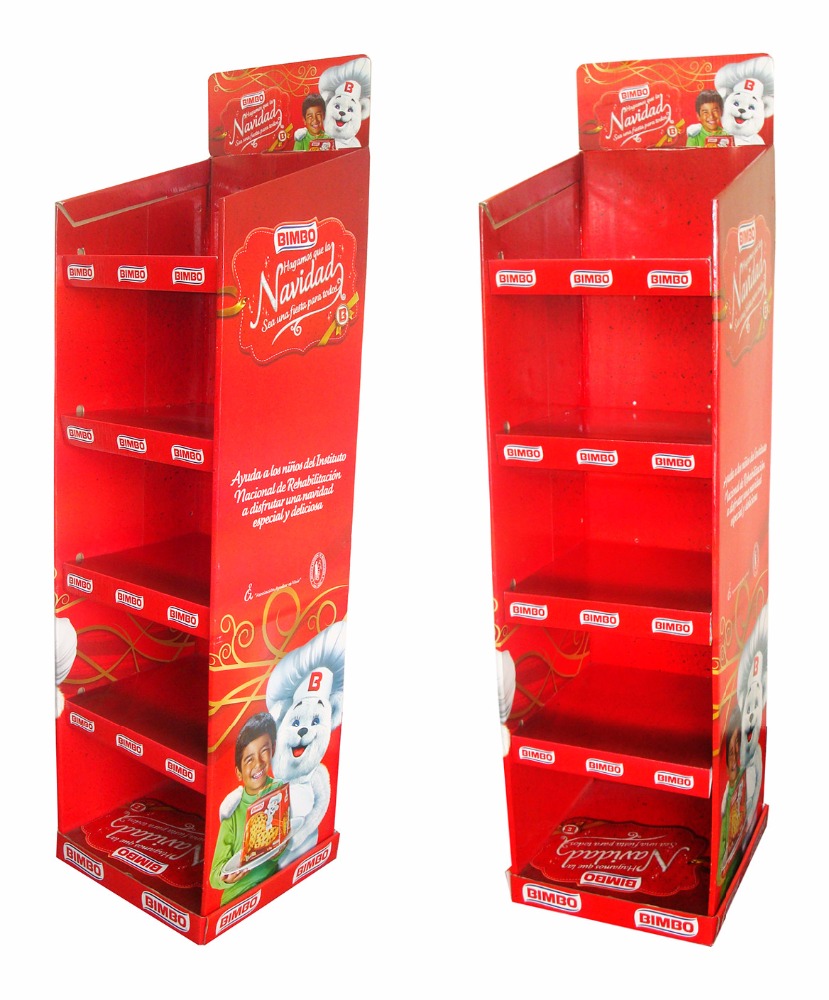 Customized floor retail store product display rack can be placed corrugated cardboard candy food and beverage cardboard display 5