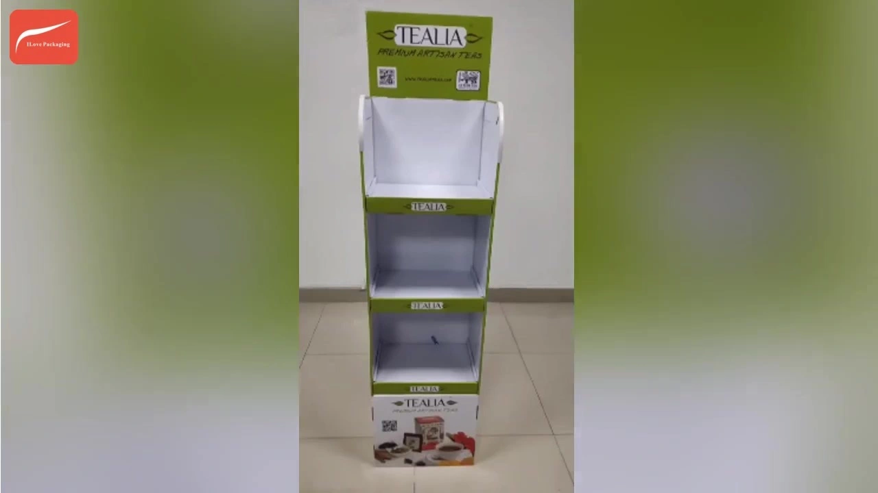 I Love Packaging Custom Corrugated Floor Display Rack 1