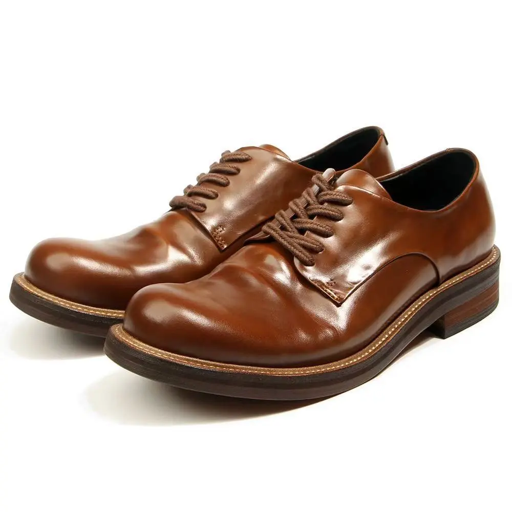 Horsehide Leather Men's Derby Shoes,High-End Business  Formal Leather Shoes Wedding Shoes,Luxury Business Fashion, High-End Fashion Trend ，Handmade Men's Shoes 1