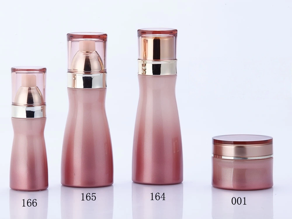 Pink - Gradient Glass Skincare Bottle Set with Metallic Accents (Models 001, 164, 165, 166) - Full Specifications 1