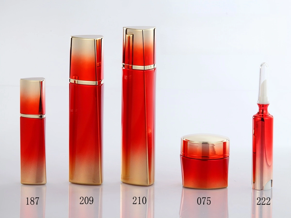 Gradient Red - Gold Glass Skincare Bottle Set (Models 075, 187, 209, 210, 222) - Full Specifications 1