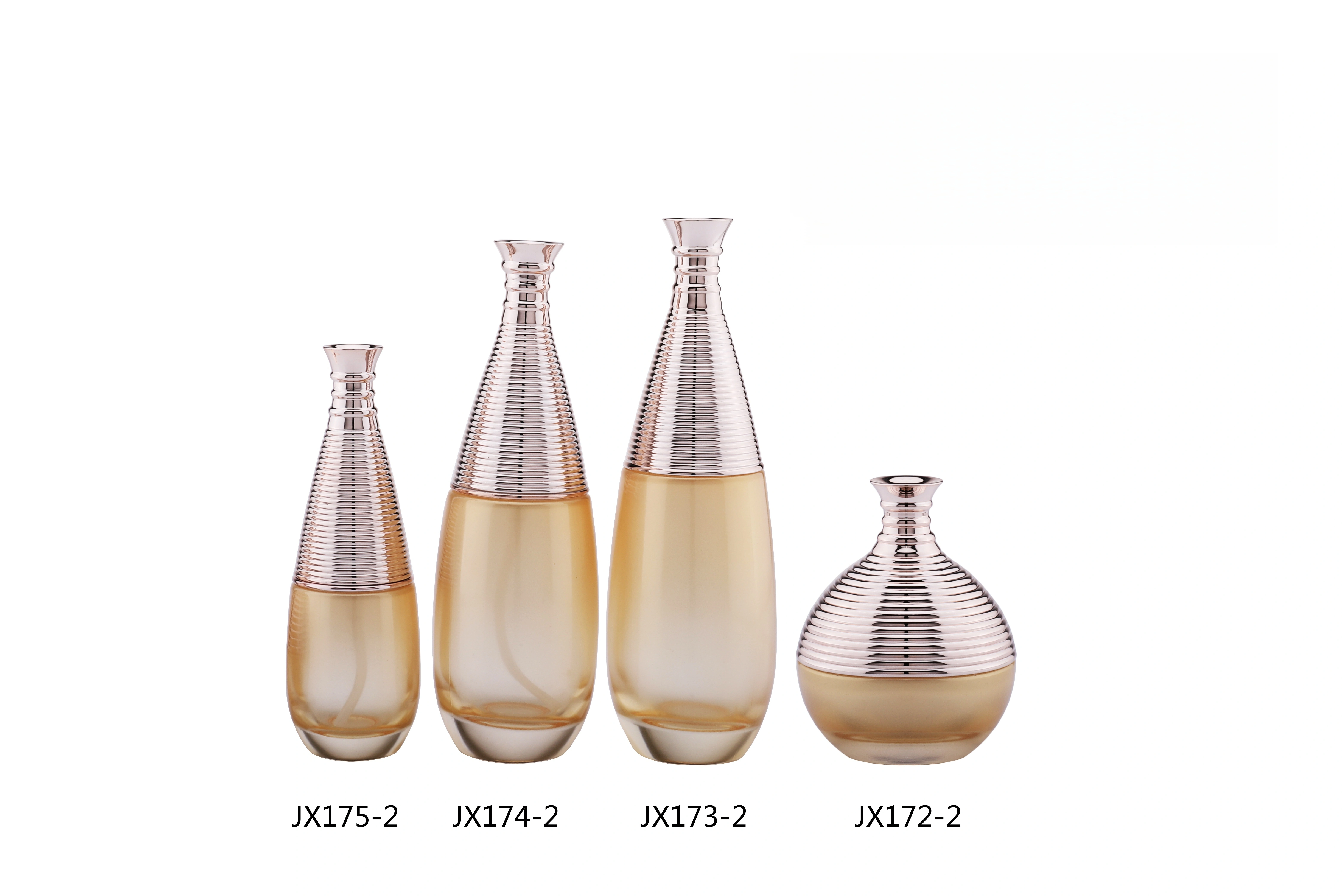 Rose Gold - Accented Gradient Glass Skincare Bottle Set (Models JX172-2, JX173-2, JX174-2, JX175-2) - Full Specifications 1