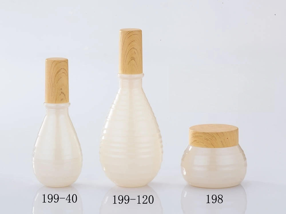 Frosted - White Glass Skincare Bottle Set with Wooden Caps (Models 198, 199 - 40, 199 - 120) - Full Specifications 1