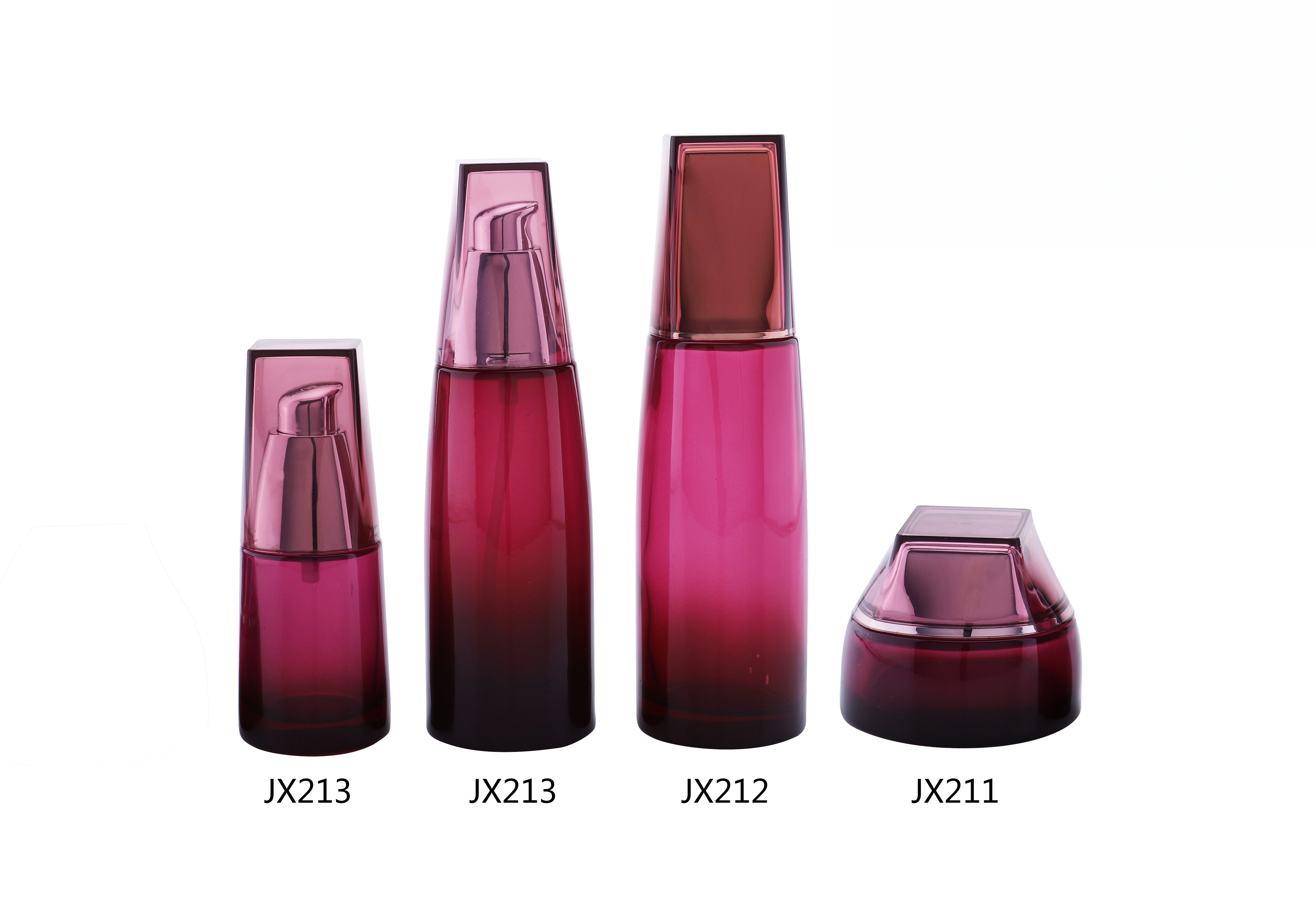 Gradient - Plum Glass Skincare Bottle Set (Models JX211, JX212, JX213) - Full Specifications 1