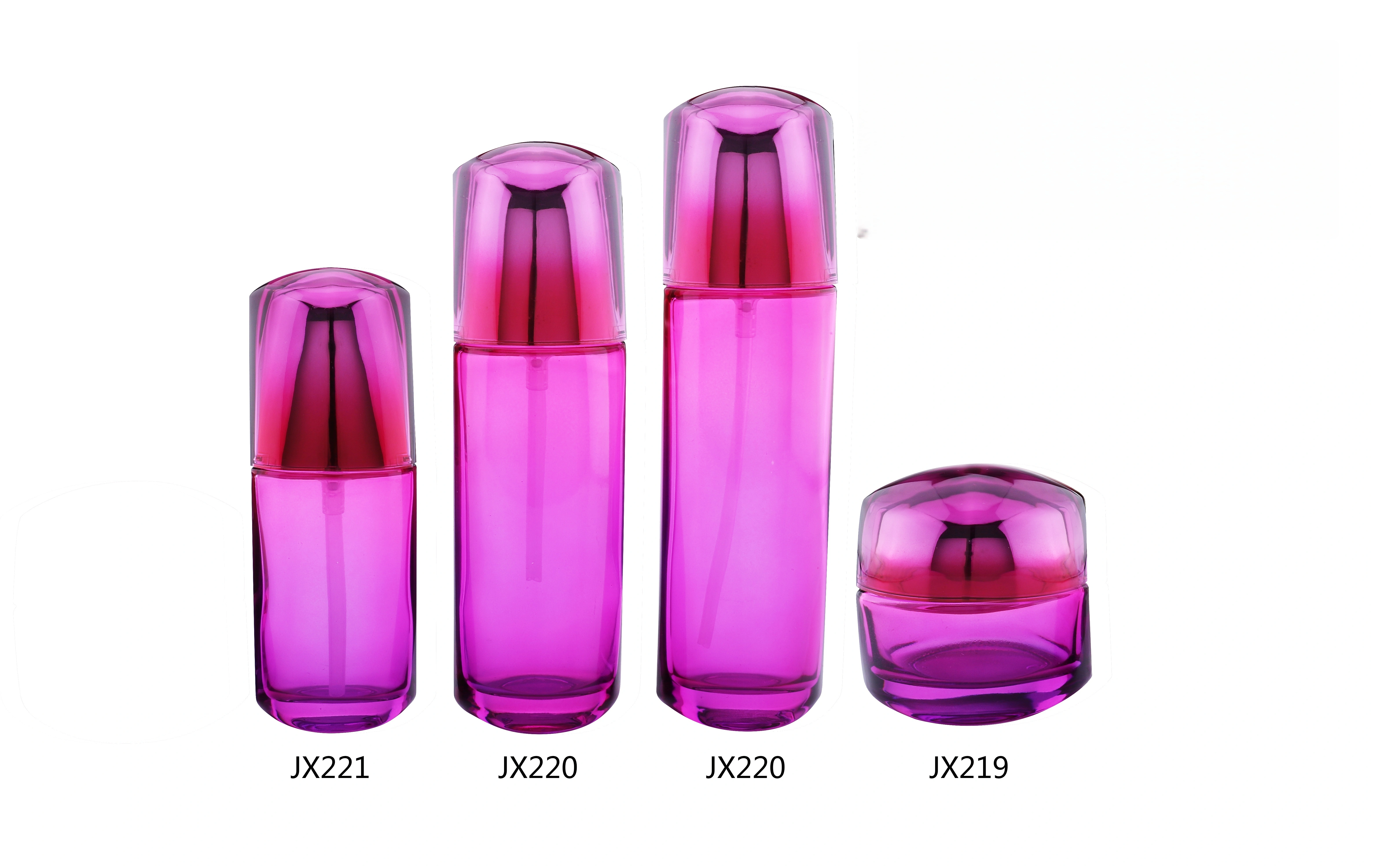 Magenta - Tinted Glass Skincare Bottle Set (Models JX219, JX220, JX221) - Full Specifications 1