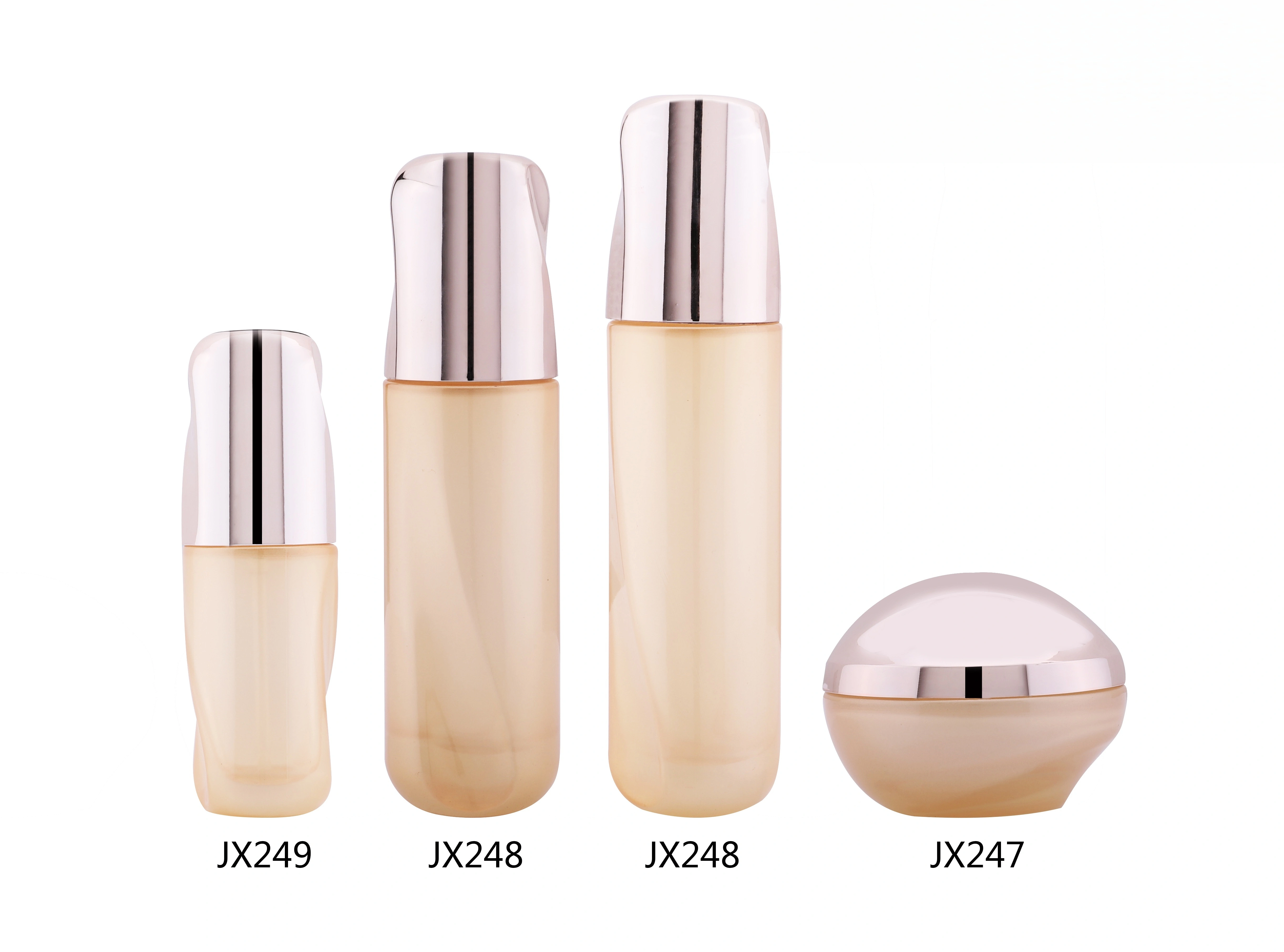 Champagne - Tinted Glass Skincare Bottle Set (Models JX247, JX248, JX249) - Full Specifications 1