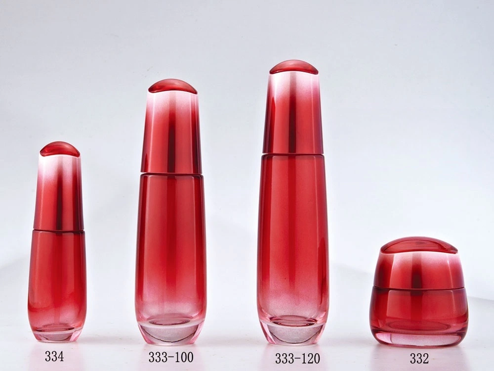 Red - Gradient Glass Skincare Bottle Set (Models 332, 333 - 100, 333 - 120, 334) - Full Specifications 1