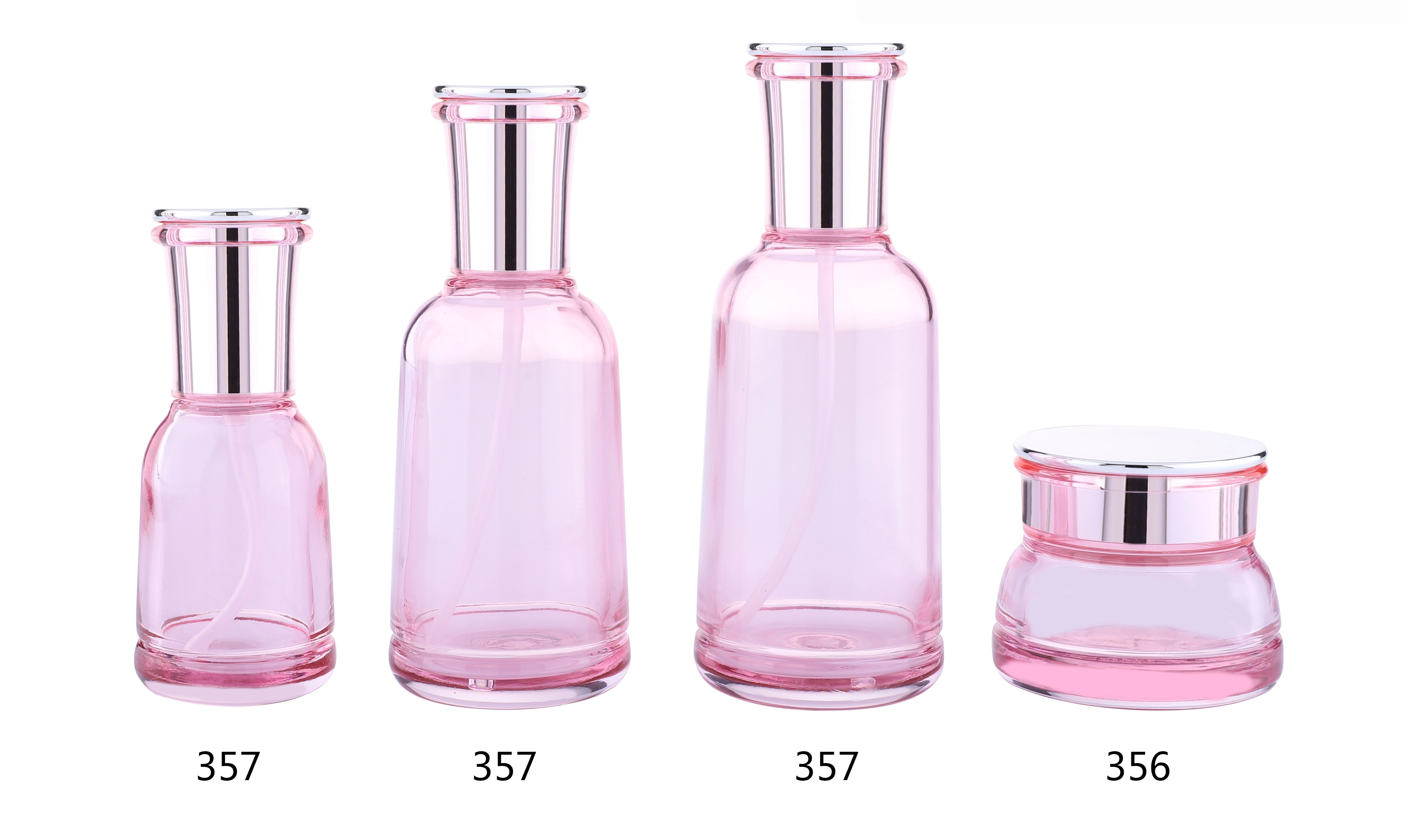 Pink Glass Skincare Bottle Set (Models 356, 357) - Full Specifications 1