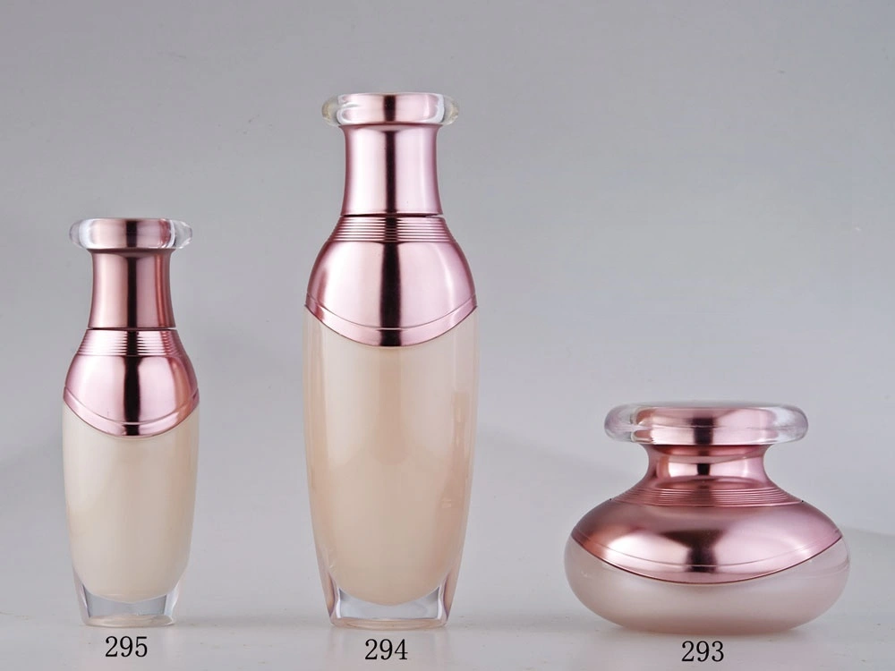 Pink - Gold Accented Plastic Skincare Bottle Set (Models 293, 294, 295) - Full Specifications 1