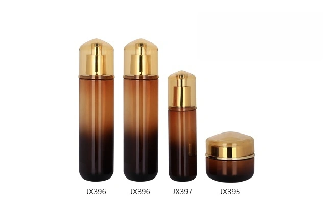 Gradient - Brown Plastic Skincare Bottle Set with Gold - Toned Caps (Models JX395, JX396, JX397) - Full Specifications 1
