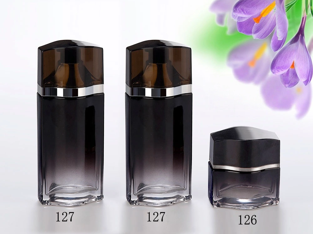 Gradient Black Glass Skincare Bottle Set (Models 126, 127 Pump, 127 Cap) - Full Specifications 1