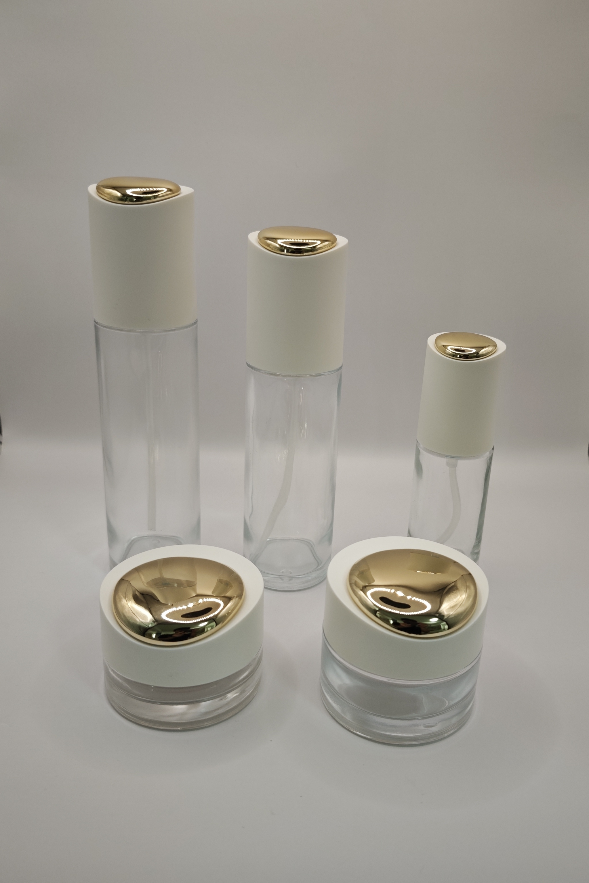 Luxury White and Gold - Accented Cosmetic Packaging Set for Skincare 1